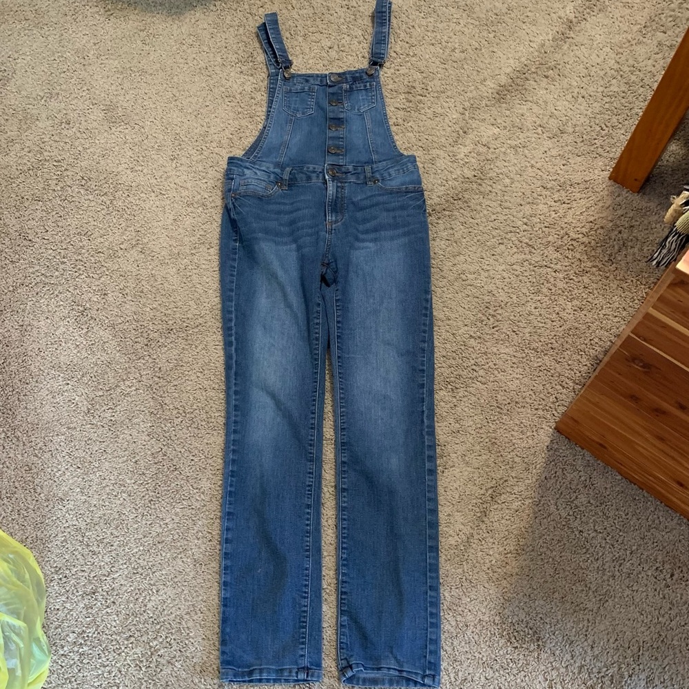 Wax Jean Denim Overalls Button Front Large